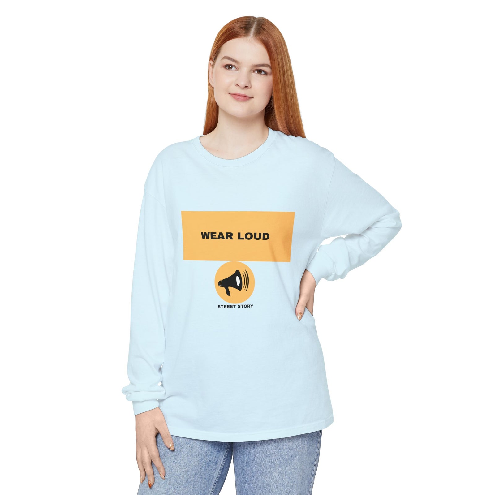 Wear Loud Long Sleeve Tee - Megaphone Street Story — Chambray