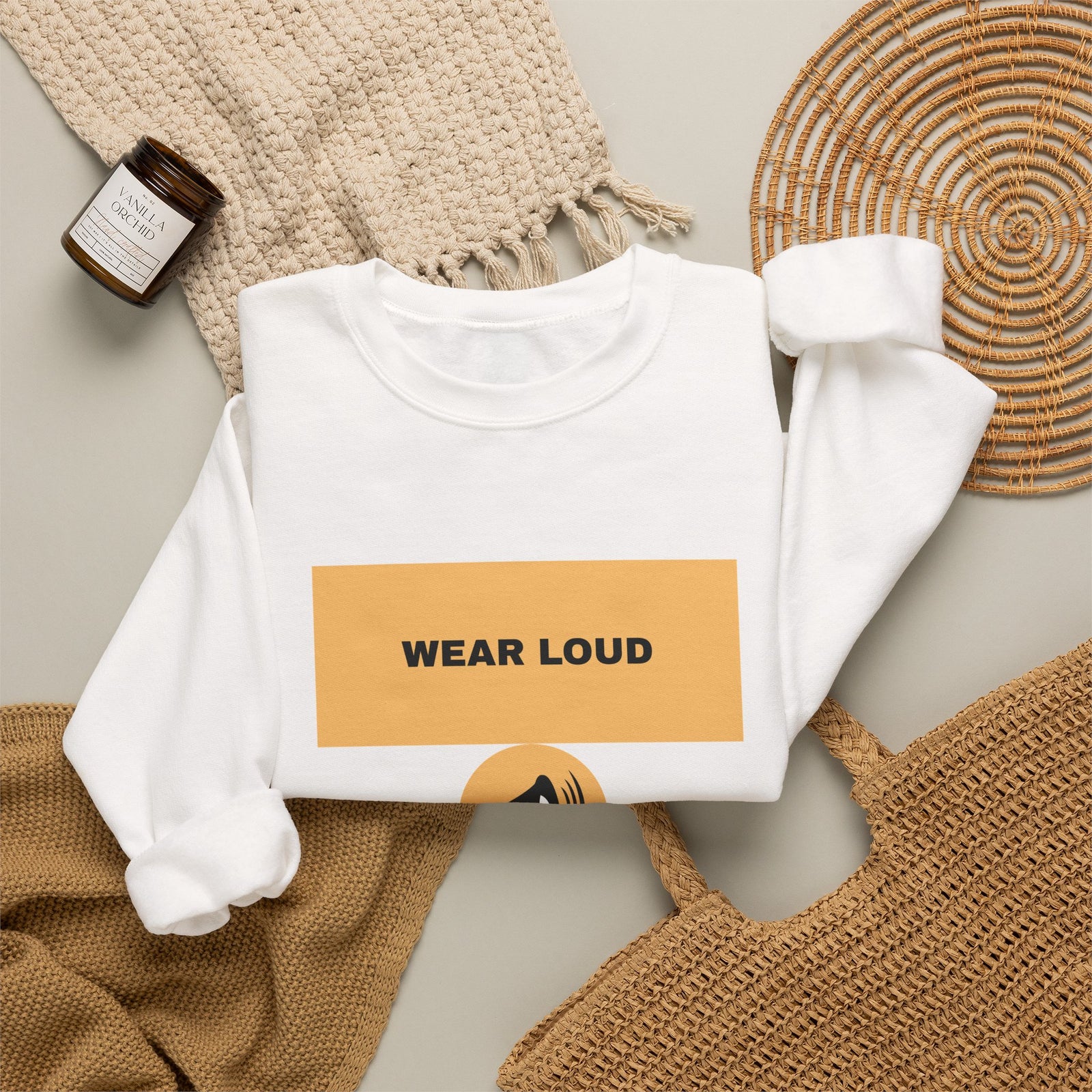 Wear Loud Crewneck Sweatshirt — Graphic Megaphone Statement Pullover
