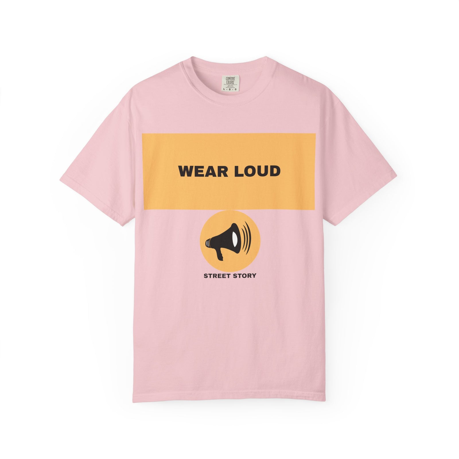Wear Loud Graphic T-Shirt — Megaphone Street Story Tee — Blossom
