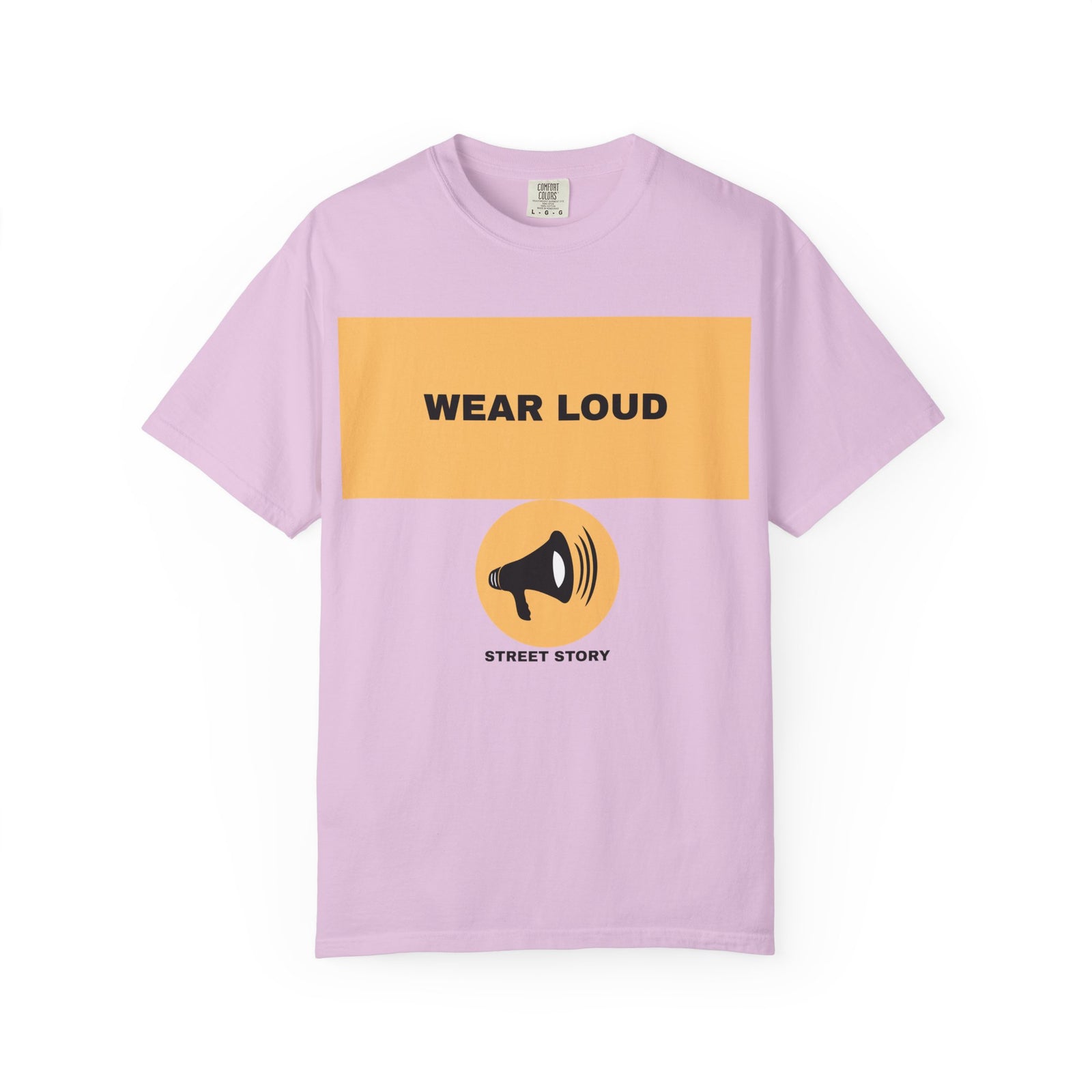 Wear Loud Graphic T-Shirt — Megaphone Street Story Tee — Orchid