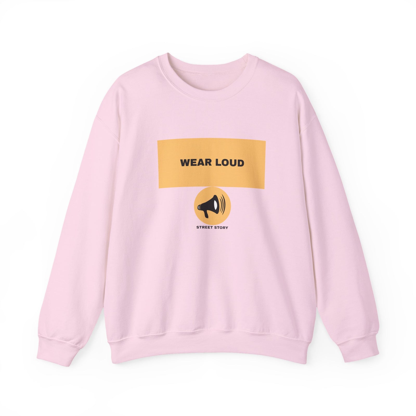 Wear Loud Crewneck Sweatshirt — Graphic Megaphone Statement Pullover — Light pink