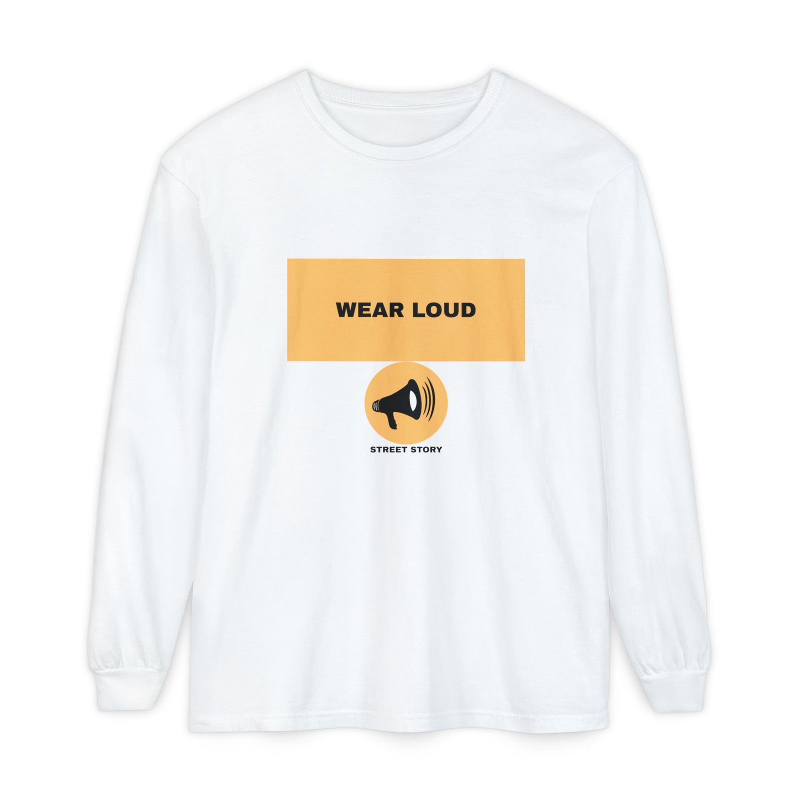 Wear Loud Long Sleeve Tee - Megaphone Street Story — White