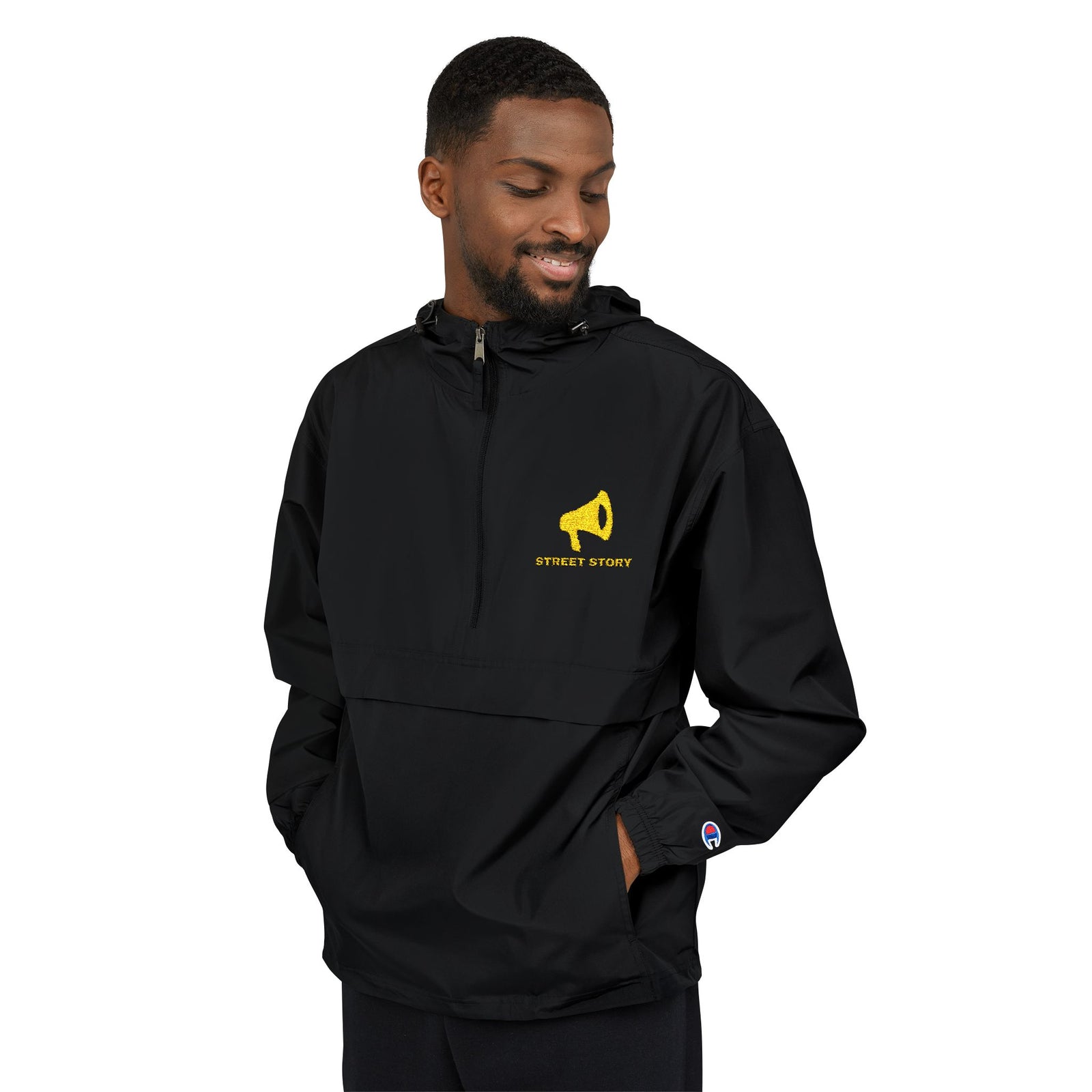 Wear Loud Packable Anorak - Embroidered Street Story — Black