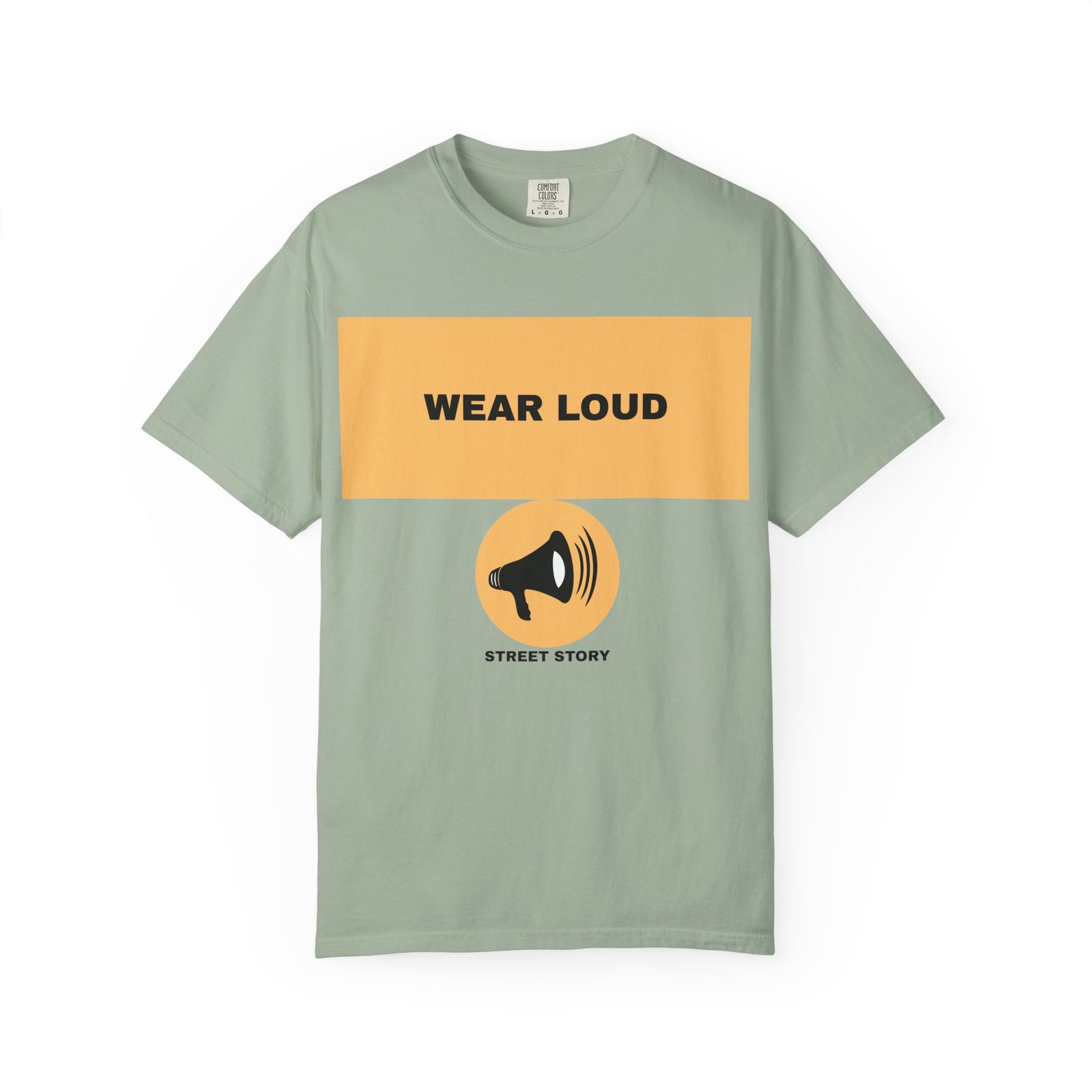 Wear Loud Graphic T-Shirt — Megaphone Street Story Tee — Bay
