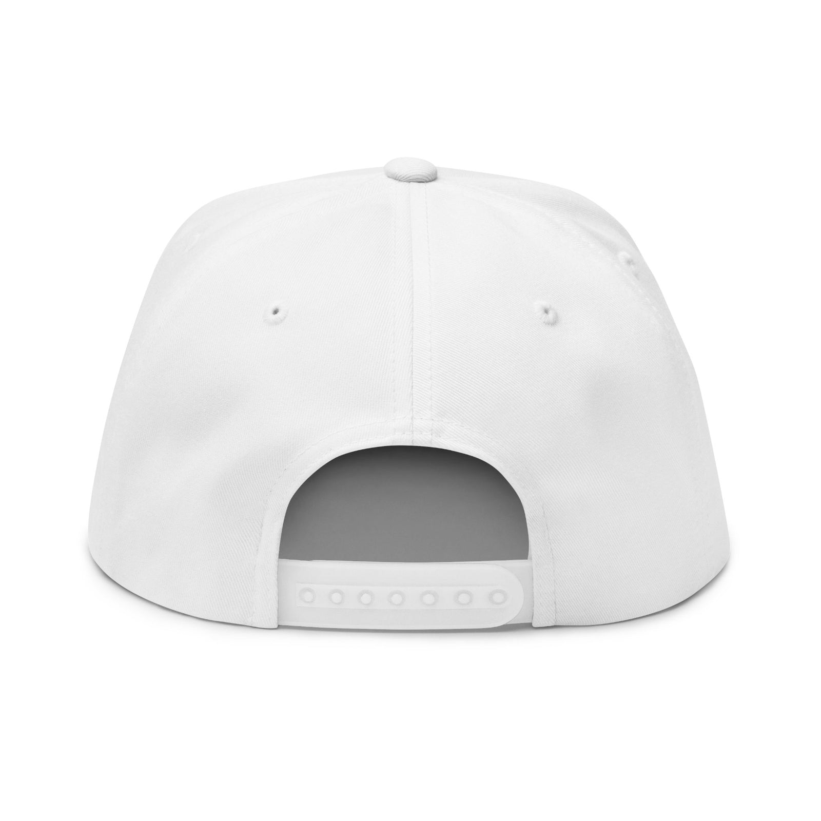 Wear Loud Flat Bill Cap — Street Story Embroidered Snapback — White