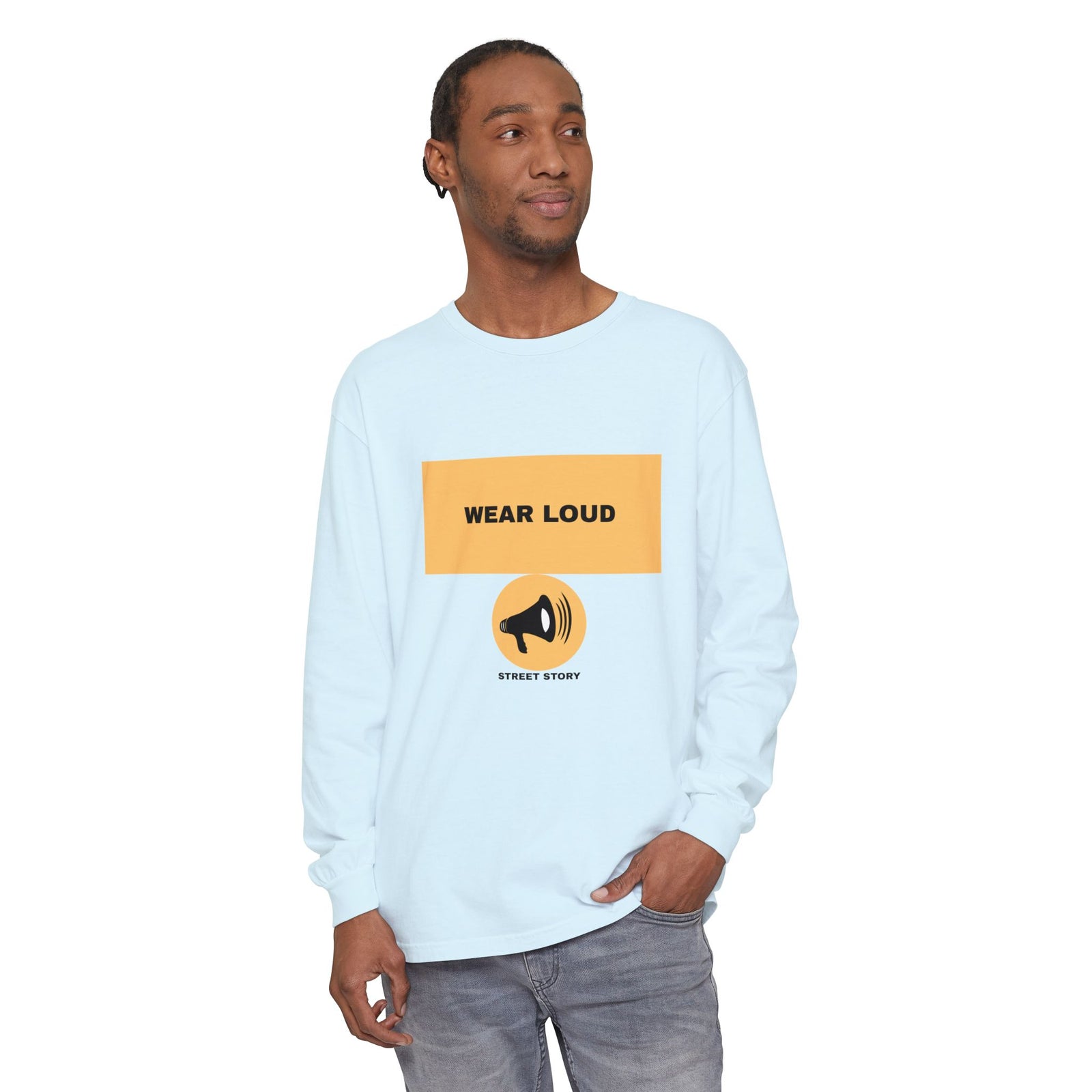 Wear Loud Long Sleeve Tee - Megaphone Street Story — Chambray