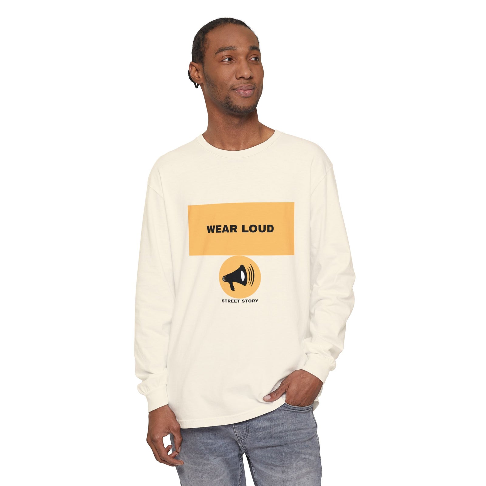 Wear Loud Long Sleeve Tee - Megaphone Street Story — Ivory