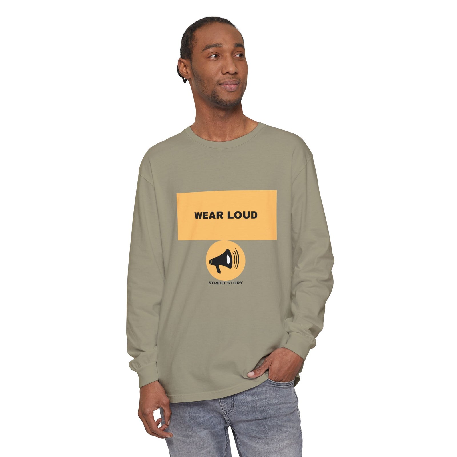 Wear Loud Long Sleeve Tee - Megaphone Street Story — Sandstone