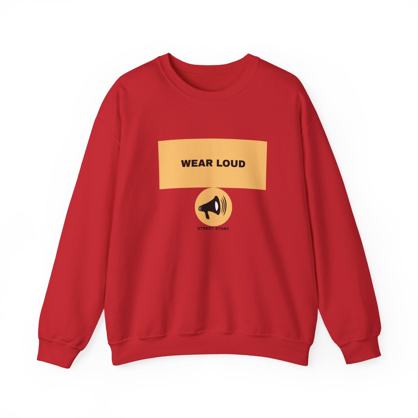 Wear Loud Crewneck Sweatshirt — Graphic Megaphone Statement Pullover — Red